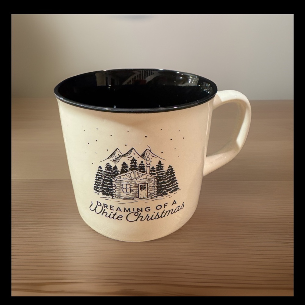 Sleigh Bell Bistro Christmas Ceramic Mug “Dreaming of a White Christmas” 20oz.